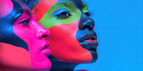 Wall Mural - Two Women with Abstract Face Paint