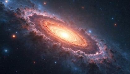 Aufkleber - Illustration of quasar background with cosmic stars and spiral nebula in deep space. Galactic universe, cosmos with cluster of cosmic dust. Astronomy, science fiction themes with supernova wallpaper.