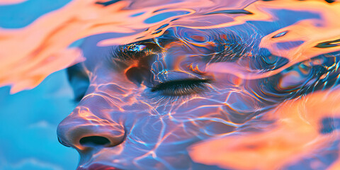 Poster - Submerged Face with Water Distortion