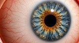Detailed Blue and Hazel Human Eye Close-up with Visible Blood Vessels