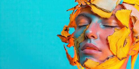 Poster - Woman's Face with Applied Textured Material