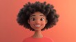 © SlashStd - Happy girl, 3D cartoon, orange background, cheerful expression, avatar