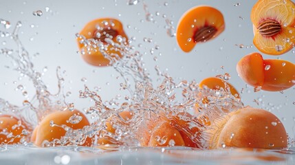 Poster - A splash of apricots in water, showcasing freshness and vitality.