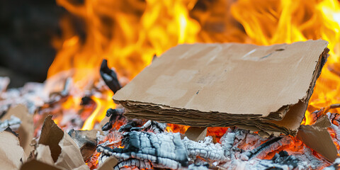 Wall Mural - Corrugated Cardboard Burning in Bonfire