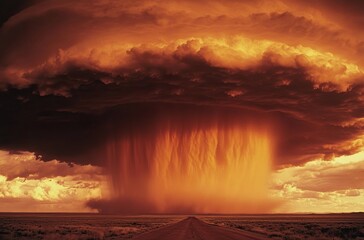 Wall Mural - A massive supercell thunderstorm over the Great Plains, with an enormous wall of cloud and rain filling the sky