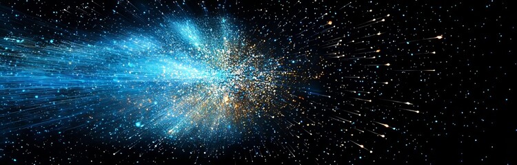 Poster - The dynamic interplay of bright blue light streaks against a dark canvas creates a visually striking pattern that embodies the essence of motion and energy