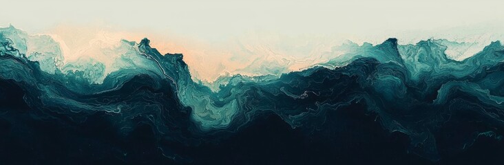 Poster - For creative design purposes, abstract blue metallic fluid shapes are utilized