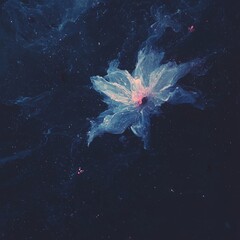 Poster - A vibrant explosion of particles in 3D, depicted in monochrome and blue tones