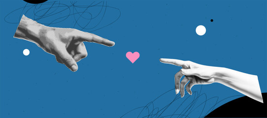 Poster - Artistic interpretation of connection with hands and heart design for posters