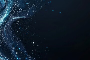 Poster - an abstract design of blue lines and dots on a dark background embodies the concept of technological