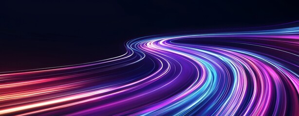 Poster - Vibrant blue and red neon lights are used in this dynamic abstract digital design to create a sense of movement and energy, resulting in a visually striking image that feels modern and fast