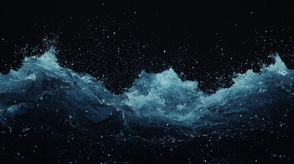 Poster - abstract digital landscape with glowing blue and orange particles’ is the name of a digital art piec