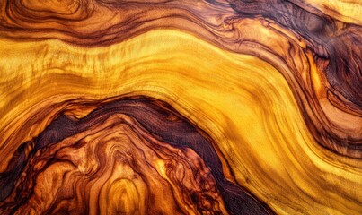 Wall Mural - Close-up view of a beautifully grained wooden surface showcasing rich golden and brown hues