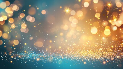 Poster - The background is an abstract mix of defocused orange, blue, and white light, combined with a photo blur glow overlay, lens flare filter, and bokeh sunlight glare leak, finished with a retro