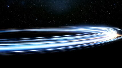 Fototapete - The Modern Abstract, science, futuristic, energy technology concept is visually represented by a digital image featuring light rays, stripes, and lines in blue, with speed and motion blur, on a dark