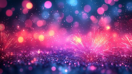 Poster - An abstract background featuring colorful fireworks leaves sufficient space for adding text to holiday-themed creations