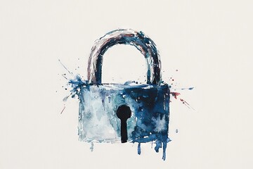 Poster - A vibrant artistic design features a colorful splash background accompanied by a white padlock icon, representing security and protection