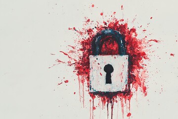 Poster - In a vibrant design, a white padlock icon is juxtaposed with a colorful splash background to convey the ideas of security and protection