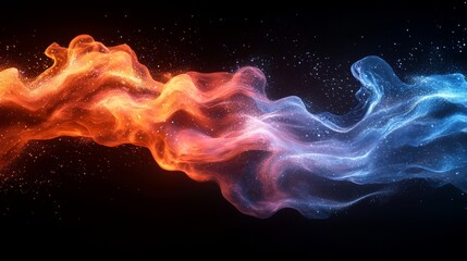 Poster - For your image, the given description and keywords are: Abstract fiery, smoky wave flowing on dark background