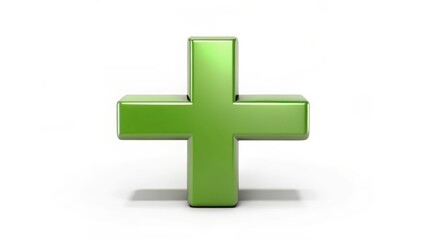 Poster - Green Plus Sign, 3D Render, White Background