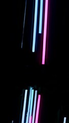 Poster - Neon light tubes transitioning from pink to blue in dark abstract background