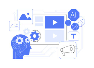 Poster - ai-driven content creation abstract concept vector illustration.