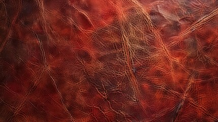 Poster - A close-up of textured, aged leather with rich reddish tones and visible creases.