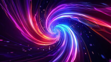 Fototapete - Speed of digital lights, neon glowing rays in motion into digital technologic tunnels. Concept of virtual reality universe and artificial intelligence. 3d endless loop animation