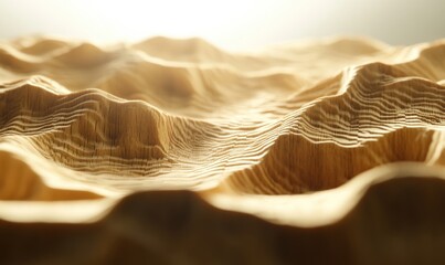 Wall Mural - Close-up view of textured wooden surface resembling natural landscapes with soft lighting