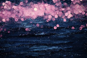 Poster - A dynamic visual effect is created by the combination of vibrant purple and pink hues in an abstract pattern featuring wavy lines and a shimmering texture