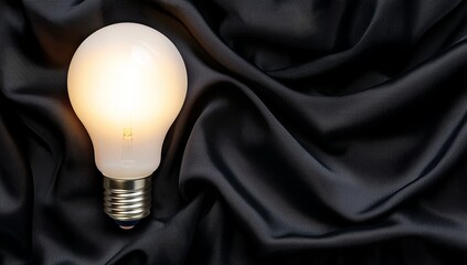 Poster - black fabric serves as the backdrop for modern led bulbs, creating a dramatic lighting effect