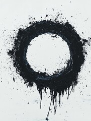 Poster - A circular abstraction featuring dynamic strokes and motion blur generates a visually striking artistic effect against a light background, stock image