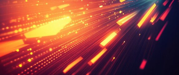 Poster - Dynamic abstract light streaks in a futuristic orange and red gradient