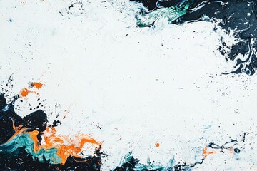 Poster - The abstract painting showcases bold, expressive strokes of orange and blue, resulting in a dynamic visual effect