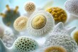 © Isuru - Microscopic view of diverse, intricately structured microorganisms, showcasing their unique shapes and textures.