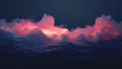 Poster - vibrant abstract waves of fluid pattern set against a dark backdrop, exuding visual energy