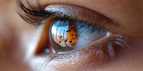 Poster - Human Eye with Reflected Musical Notation