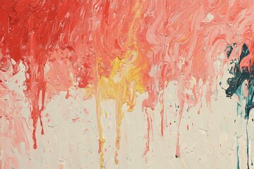 Poster - The dynamic visual effect is created by an abstract painting featuring a vibrant yellow and red background