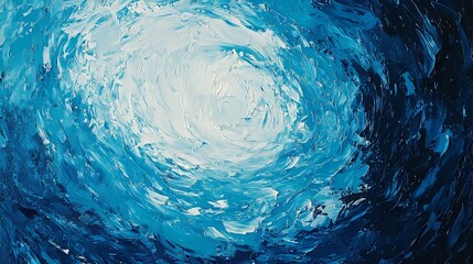 Poster - An abstract concentric circular pattern set against a hypnotic blue surface can be used for backgrounds, wallpaper, texture, or creating visual effects