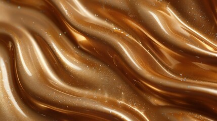 Poster - A smooth, glossy, golden-brown substance with shimmering highlights and flowing textures.