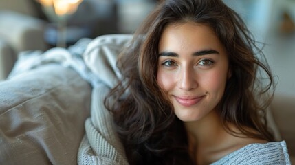 Canvas Print - Woman posing for a portrait with a soft-focus background.