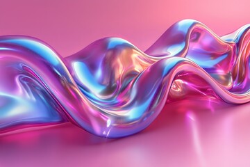 Poster - an abstract shape, wavy glass gradient, features vibrant neon colors, a dynamic liquid motion, and v
