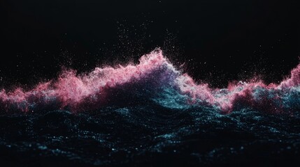 Poster - a dark background provides the setting for vibrant abstract waves in shades of purple and blue