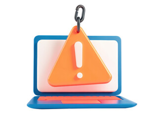 Poster - phishing email concept, Warning sign on laptop, alert symbol for security issues Clipart Photo isolated on transparency background