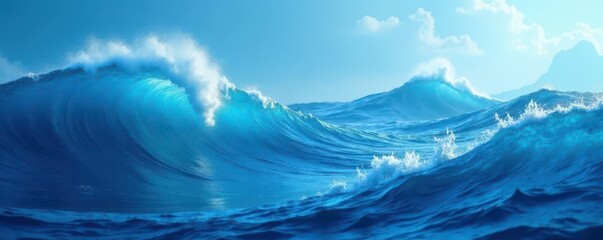 Wall Mural - abstract blue wave texture, calming ocean aesthetic, teal, abstract