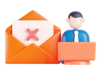 Poster - phishing email concept, Businessperson deleting suspicious email to prevent fraud Clipart Photo isolated on transparency background