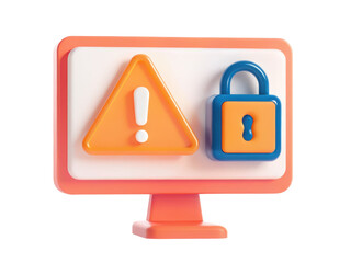 Poster - phishing email concept, Alert icon on computer screen with lock symbol Clipart Photo isolated on transparency background