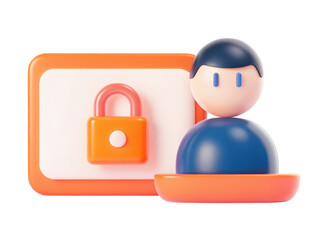 Poster - phishing email concept, Secure user icon with lock symbol for cybersecurity Clipart Photo isolated on transparency background