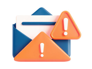 Poster - phishing email concept, Email alert icon with warning signs and envelope design Clipart Photo isolated on transparency background