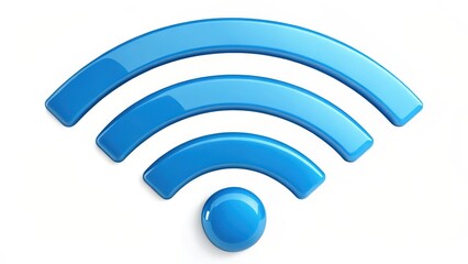 Poster - Blue Wifi Symbol on White Background